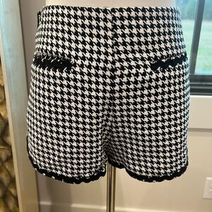 TCEC Black and White Houndstooth High Waist Shorts